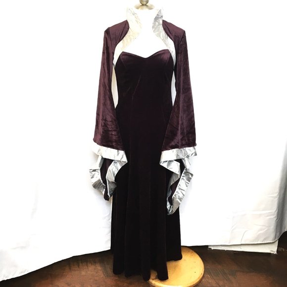 Renaissance Medieval Gothic Plum Velvet Maxi Dress Costume Cinema Secrets EUC - Picture 12 of 12